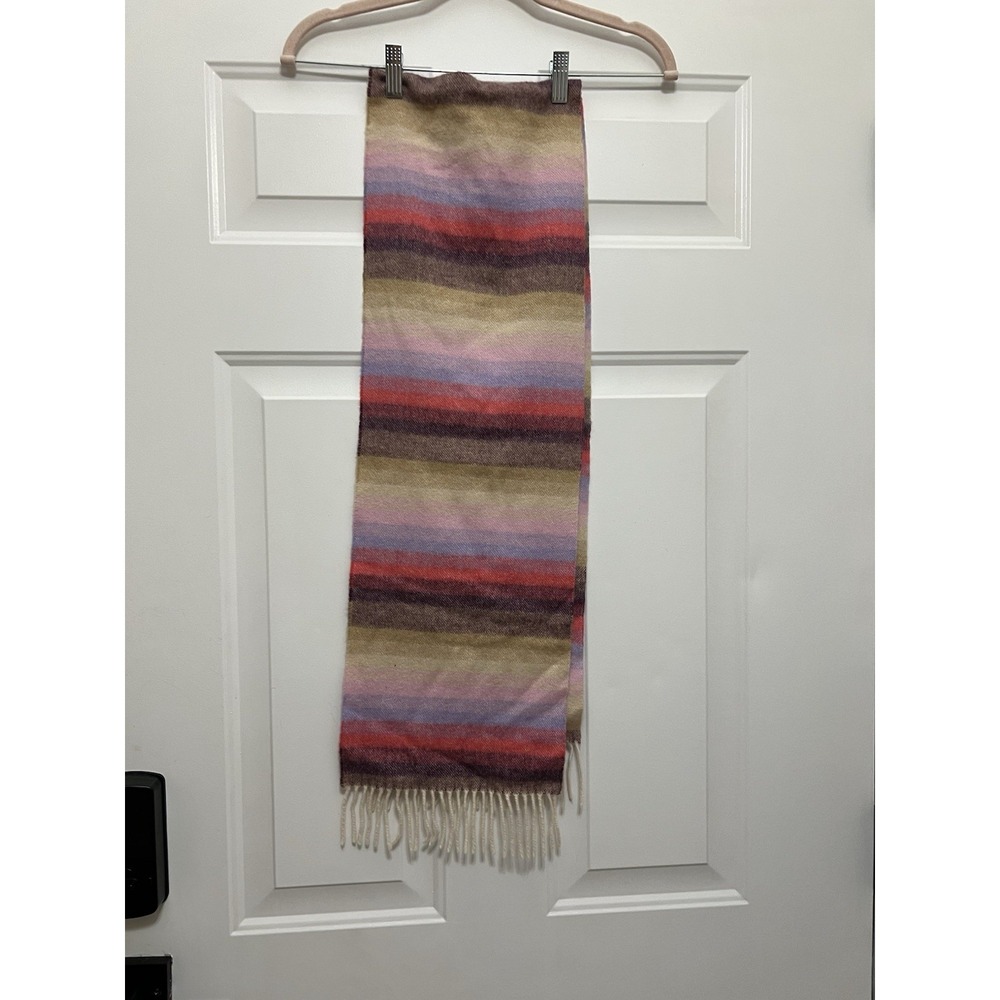 Thomas Pink 100% Cashmere England Pink Ivory Striped Scarf 69"